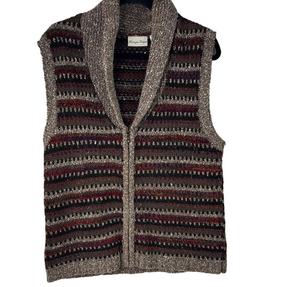 Huntington Ridge Cozy Knit Striped Zippered Vest - Picture 1 of 10